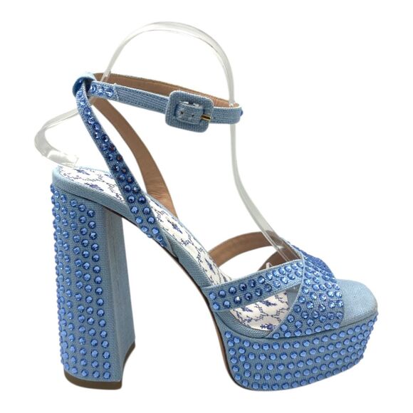 NWOB Hill House Home The Party Platform Sandals Blue Rhinestone EU 38.5 US / 8.5 - Picture 8 of 13